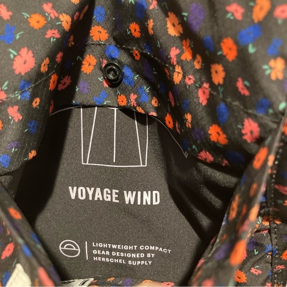 HERSCHEL Sz S Voyage Wind Ditzy Floral Hooded Pockets Zip Up Windbreaker  Jacket - Picture 8 of 10